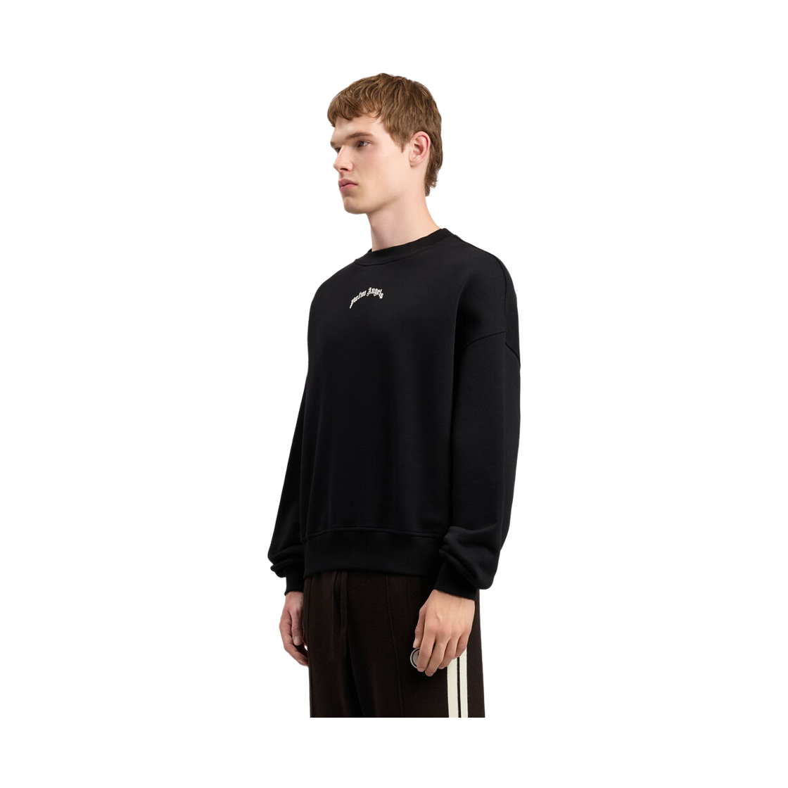 팜엔젤스 백 커브드 로고 루즈 크루 - 블랙 화이트(Palm Angels Back Curved Logo Loose Crew - Black Off White) - 3