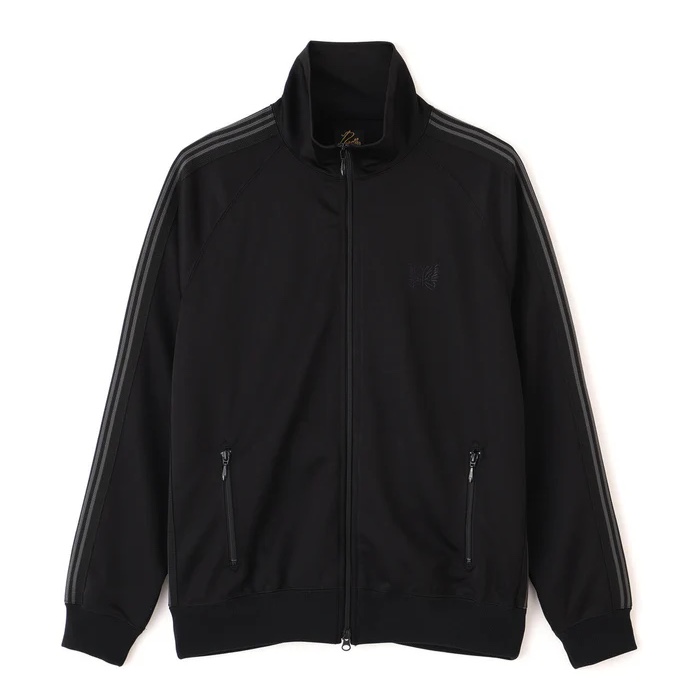 Needles Track Jacket Poly Smooth Black 착용 스타일 - 4