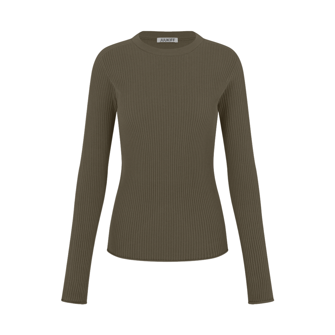 쥬키프 텐셀 쉬어 탑 다크 브라운(Juukiff Sheer Ribbed Top In Tencel Dark Brown)