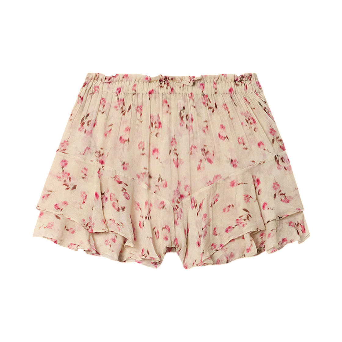 (W) 이자벨 마랑 소넬 플로잉 프린티드 모슬린 쇼츠 베이지 - 26SS((W) Isabel Marant Sornel Flowing Printed Muslin Shorts Beige - 26SS)