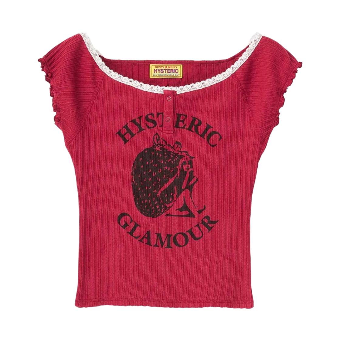 01261CT06 (W) Hysteric Glamour Strawberry Freak Chibi T-Shirt Pink