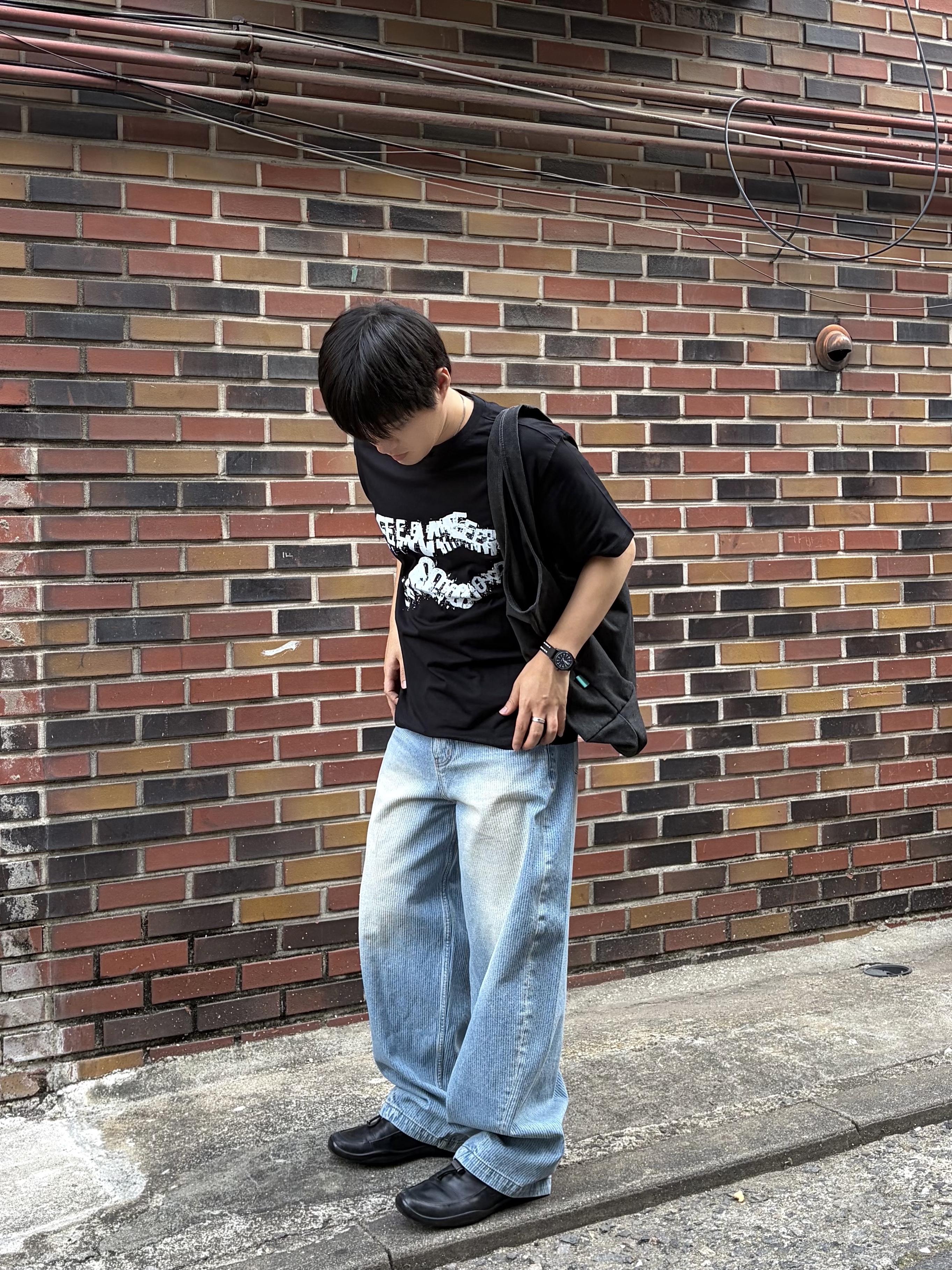 noun Corduroy Denim Pants Light Blue 착용 스타일 - 1