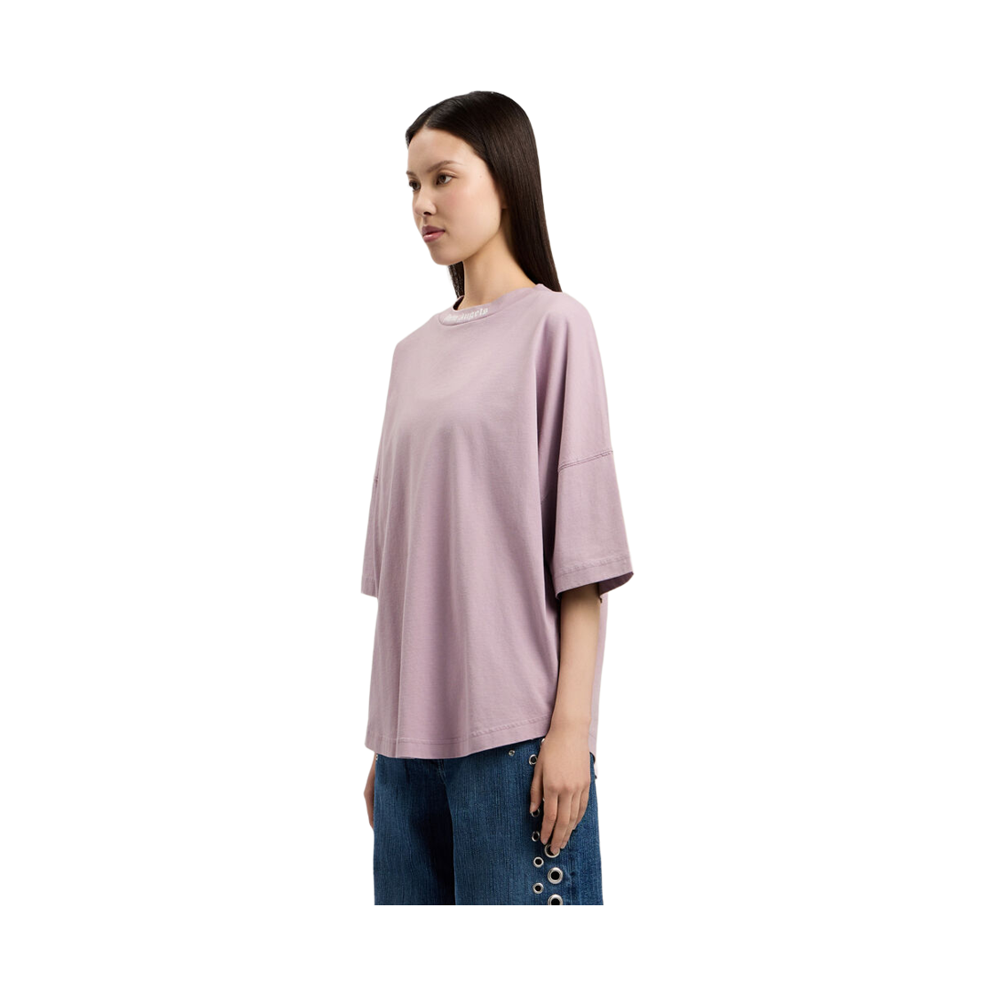 팜엔젤스 드리핑 커브드 로고 오버 티셔츠 - 라일락 화이트(Palm Angels Dripping Curved Logo Over Tee - Lilac Off White) - 3
