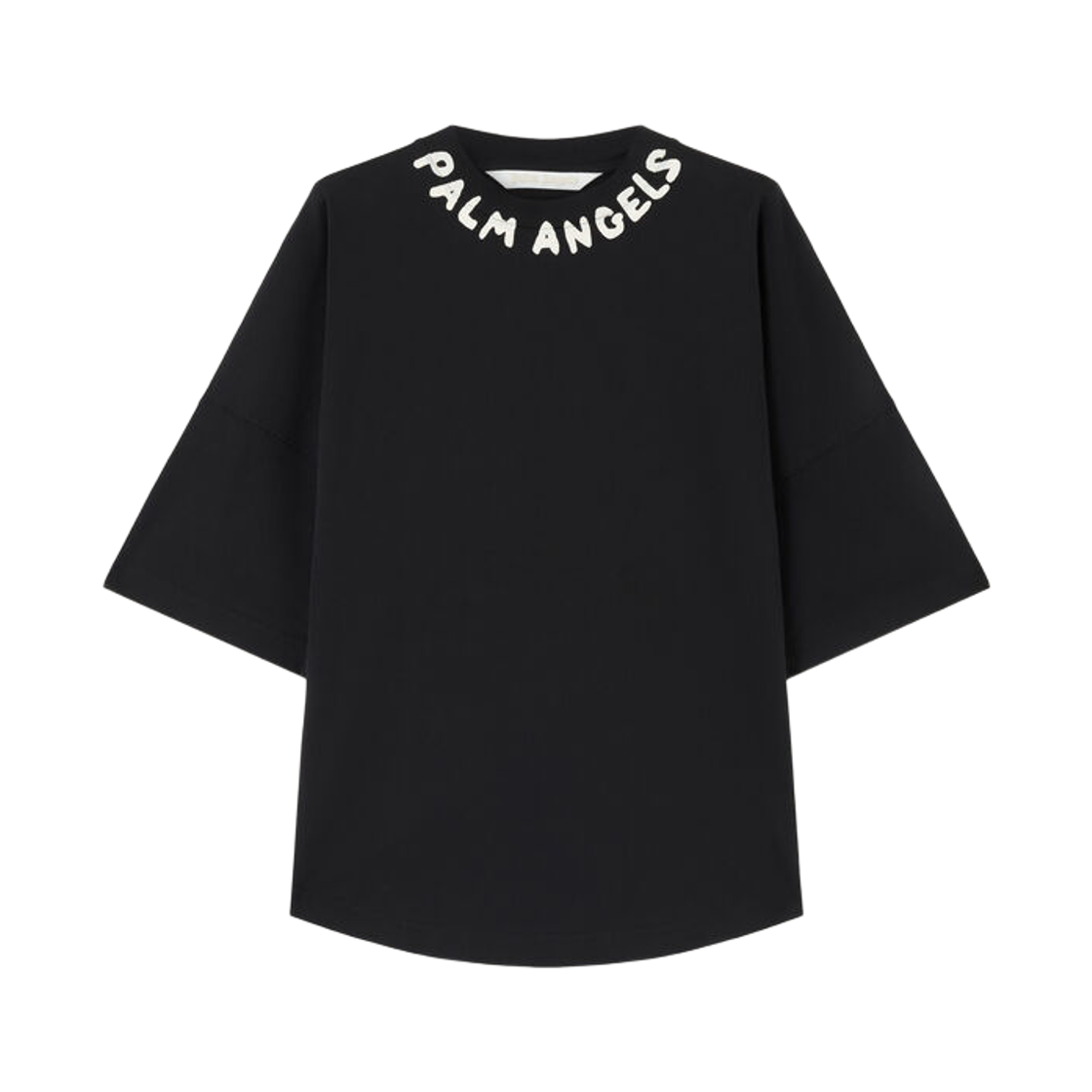 팜엔젤스 넥 로고 오버 티셔츠 - 블랙 화이트(Palm Angels Neck Logo Over Tee - Black Off White)