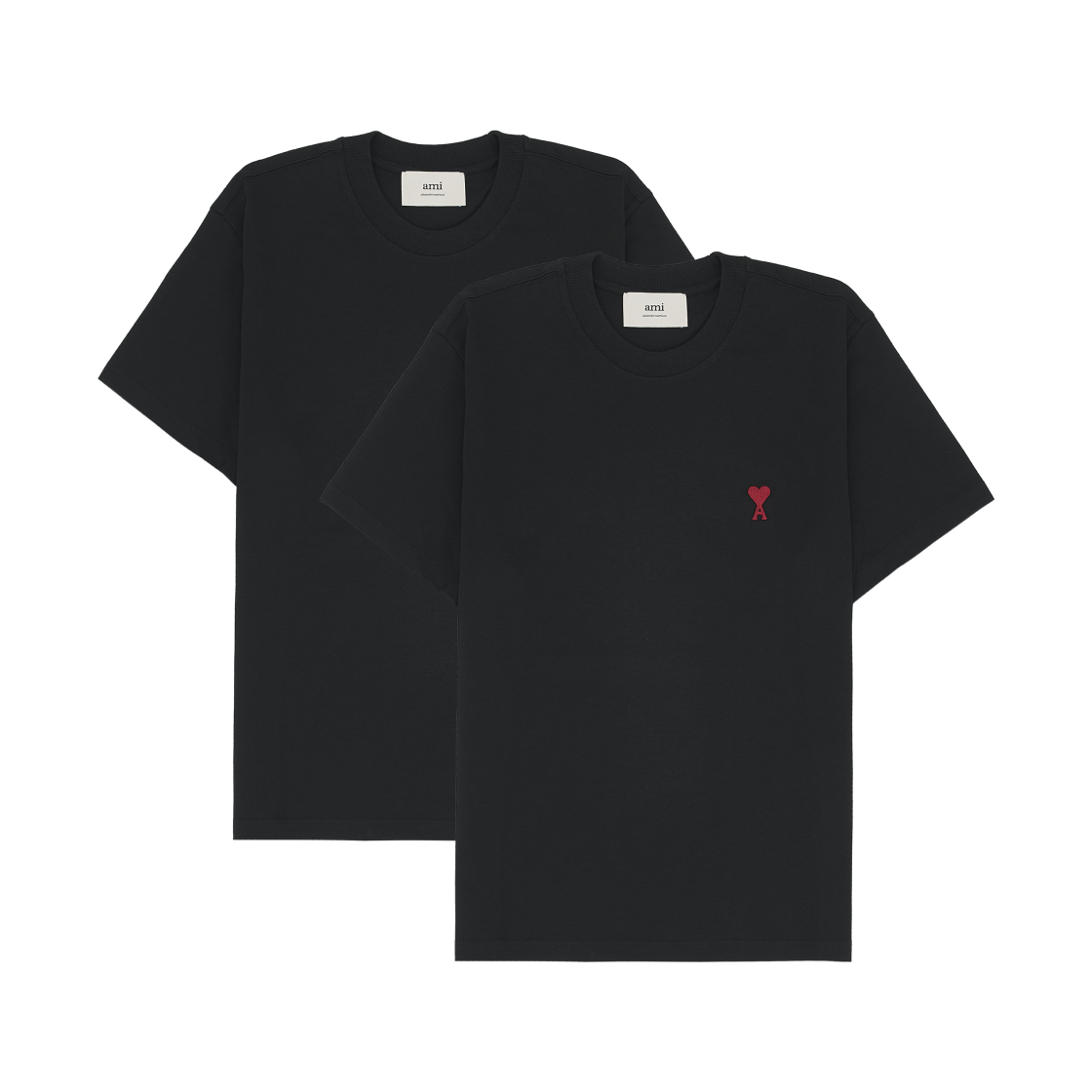아미 스몰 하트 로고 티셔츠 블랙 (2개 번들)(AMI de Coeur T-Shirt Black (Bundle of 2)) - 1