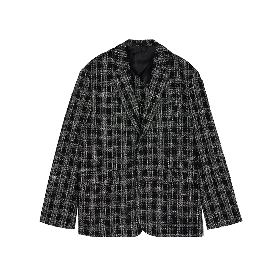 지오송지오 컬렉션 트위드 체크 오버사이즈 자켓 블랙 BI2JK253BK(ZIOSONGZIO COLLECTION Tweed Check Oversize Jacket Black) - 1