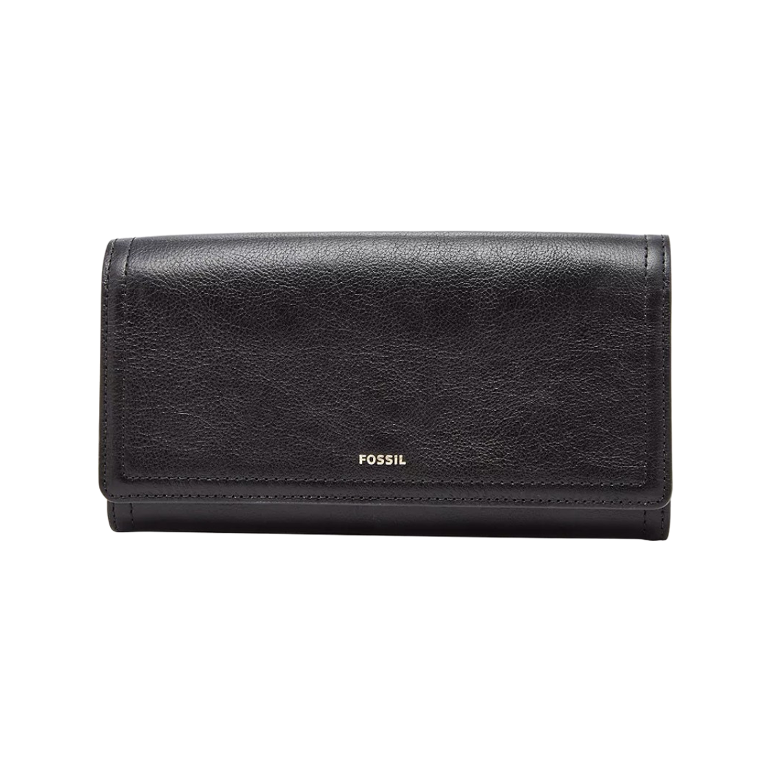 SL7833001 Fossil Logan Leather RFID Flap Clutch Wallet Black