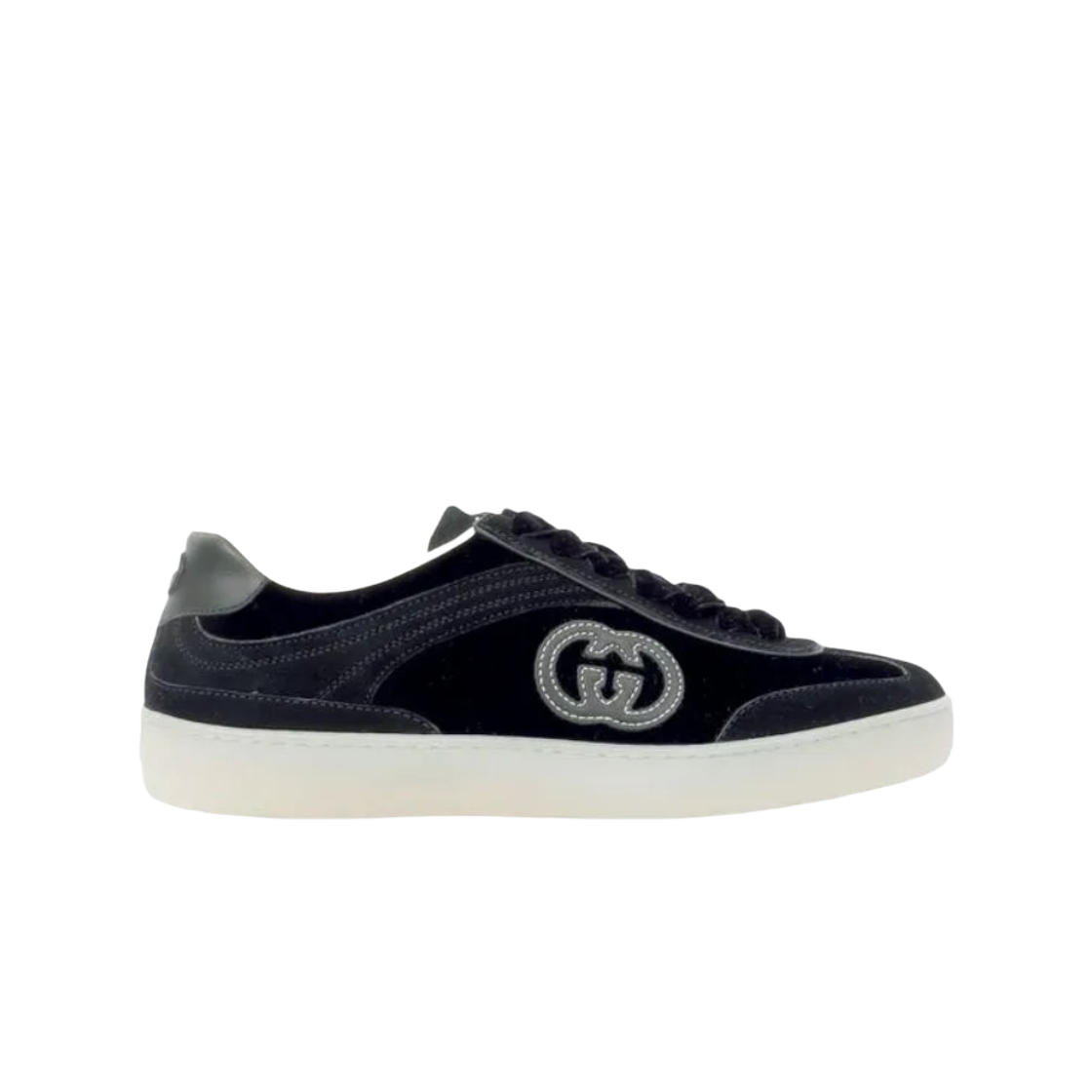 (W) 구찌 G75 벨벳 스니커즈 블랙((W) Gucci G75 Velvet Sneakers Black) - 1