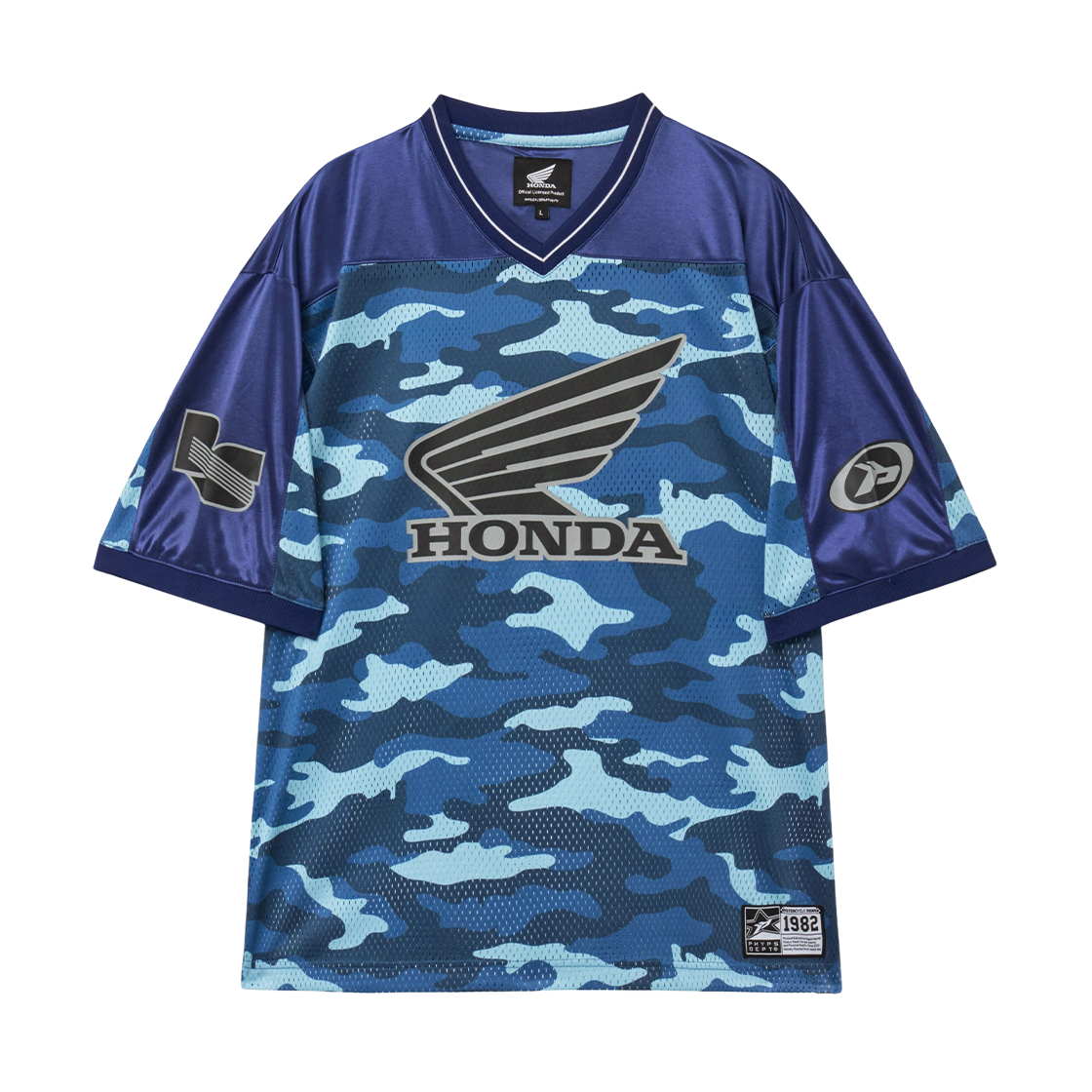 [KREAM 단독] 혼다 오리지널 윙 로고 카모 메쉬 티셔츠 블루