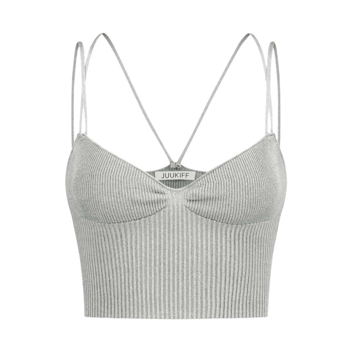 쥬키프 코튼믹스 크로스 스트랩 브라탑 라이트 그레이(Juukiff Cross-Strap Seamless Bra Top In Mixed Cotton Light Grey) - 1