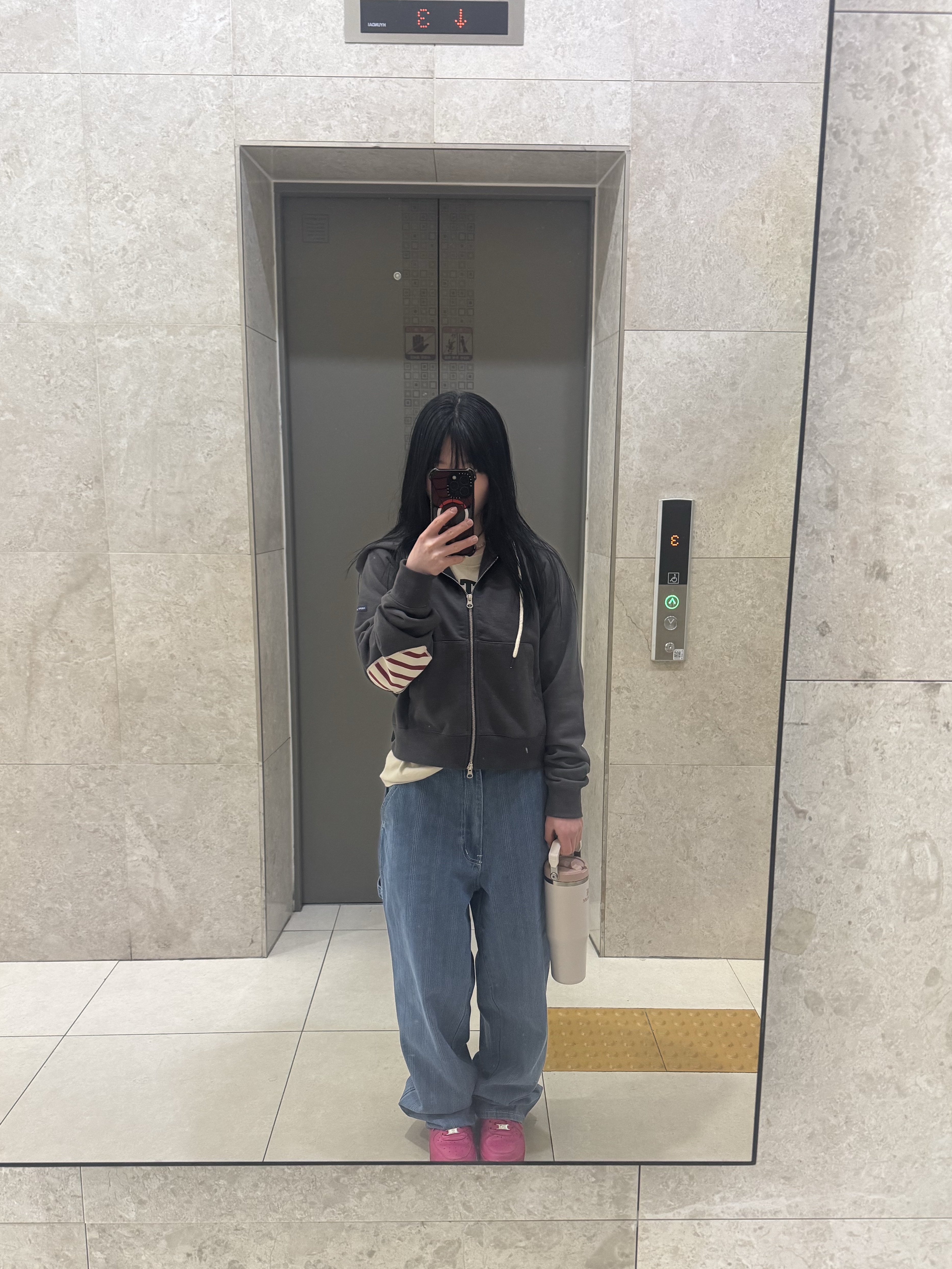 Saint James Bon Bon Petit Hoodie Zip-Up CHC, vunque Hey Double Pocket Backpack M Black 착용 스타일 - 5
