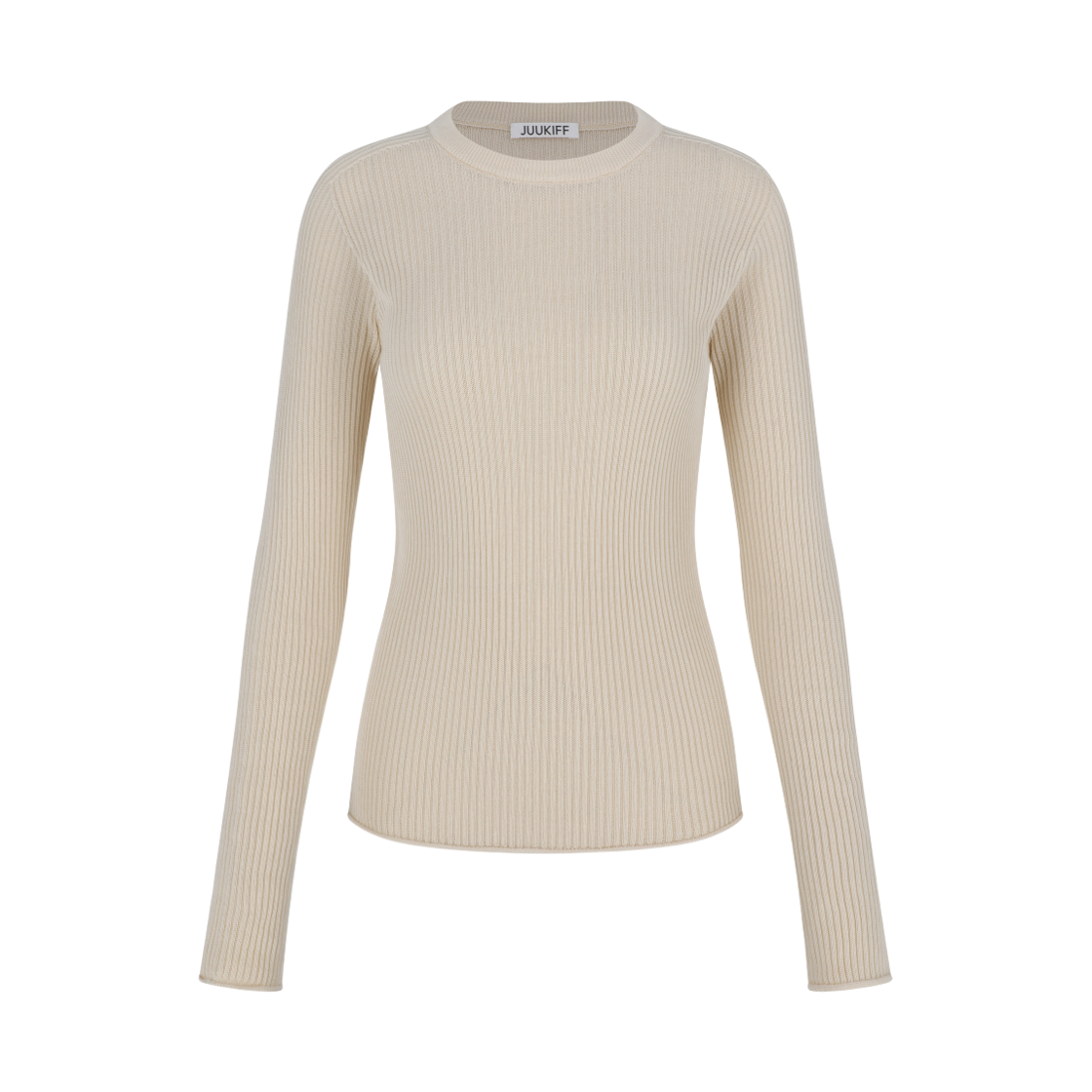 쥬키프 텐셀 쉬어 탑 크림(Juukiff Sheer Ribbed Top In Tencel Cream)