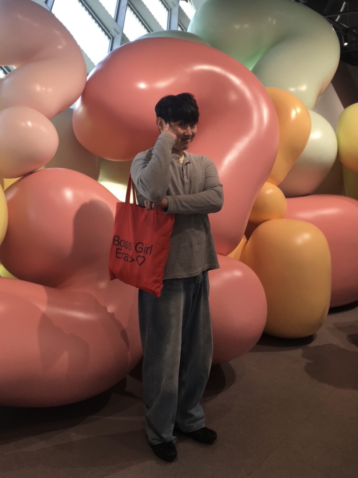 noun Wide Denim Pants Mid Blue 착용 스타일 - 2