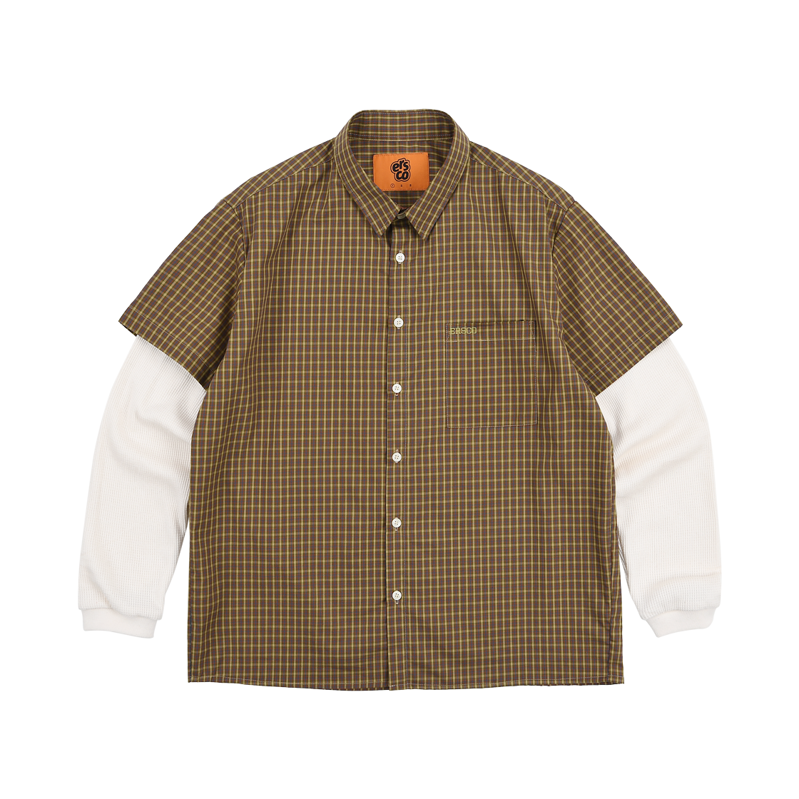 이알에스코 롱 슬리브 플레이드 셔츠 올리브(ersco Long Sleeve Plaid Shirt Olive) - 1