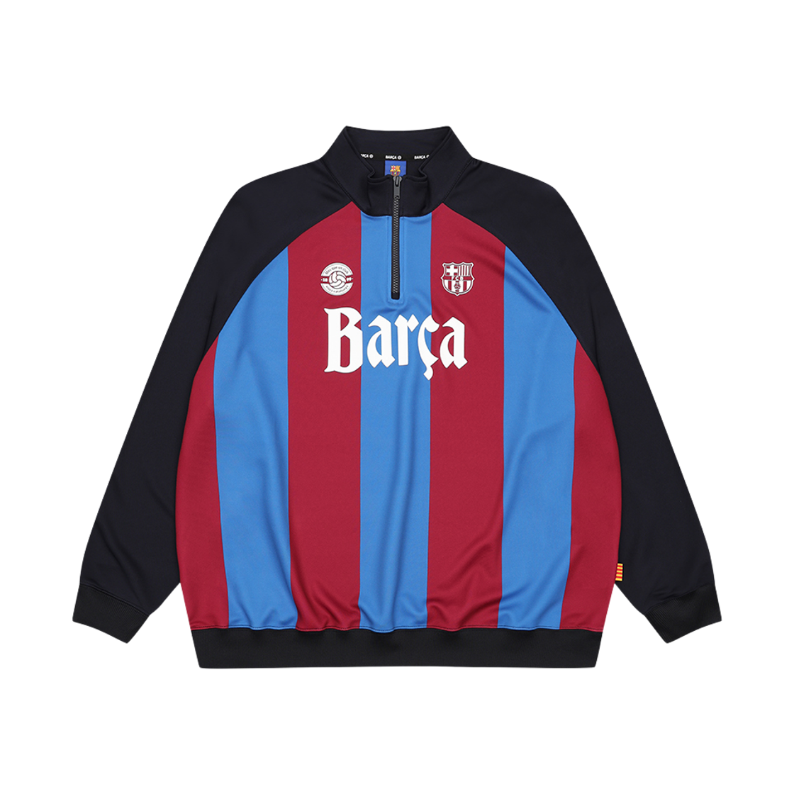 FC 바르셀로나 스트라이프 스포티 하프넥 집업 네이비(FC BARCELONA Stripe Sporty Half-Zip Navy)