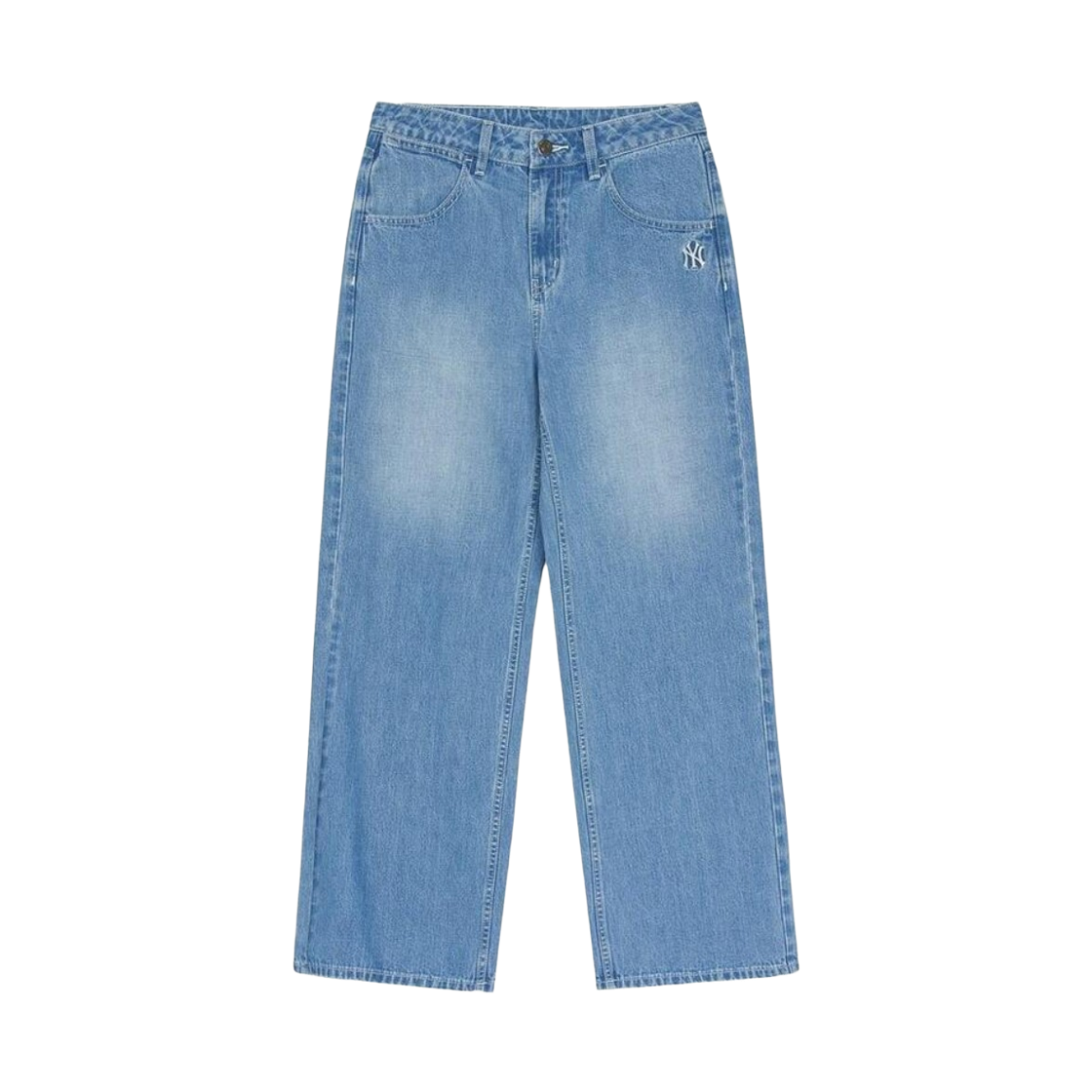 (W) MLB 바시티 로고 와이드 데님 팬츠 블루((W) MLB Varsity Logo Wide Denim Pants Blue)