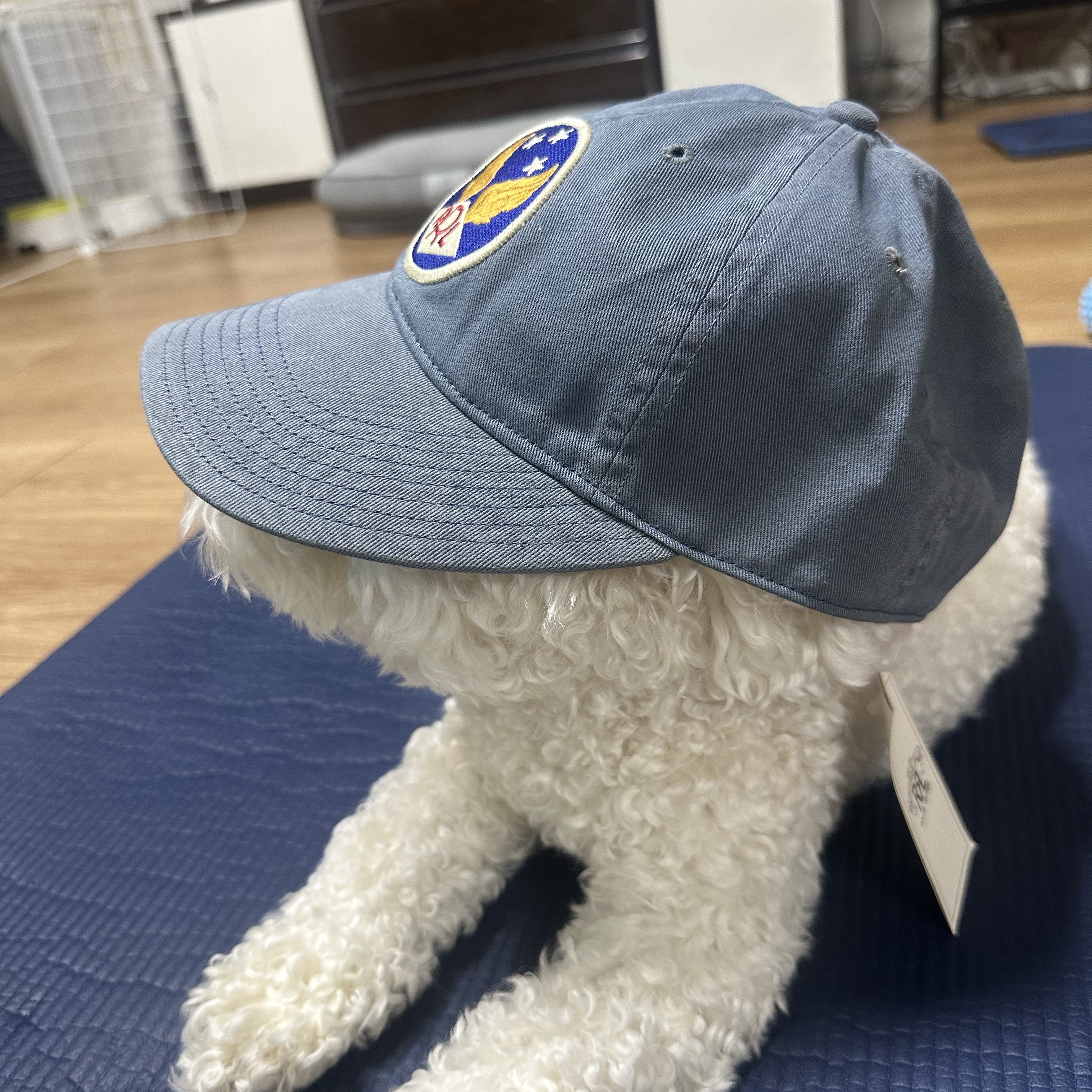Double RL Garment Dyeing Twill Ball Cap Blue 착용 스타일 - 3