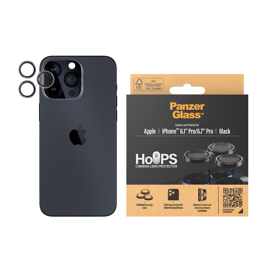 판저글래스 훕스 카메라 보호 메탈링 아이폰 15 시리즈(PANZERGLASS Hoops Camera Protection Metal Ring for iPhone 15 Series)