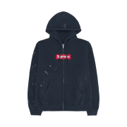 Supreme x MM6 Maison Margiela Box Logo Zip Up Hooded Sweatshirt Navy - 26SS