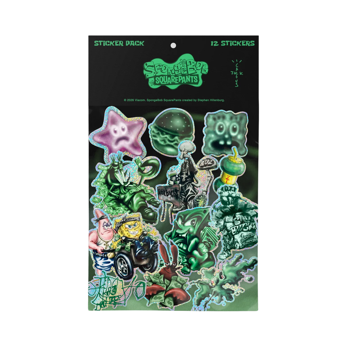 트래비스 스캇 캑터스 잭 x 스폰지밥 스티커 팩 멀티(Travis Scott Cactus Jack x Spongebob Sticker Pack Multi)