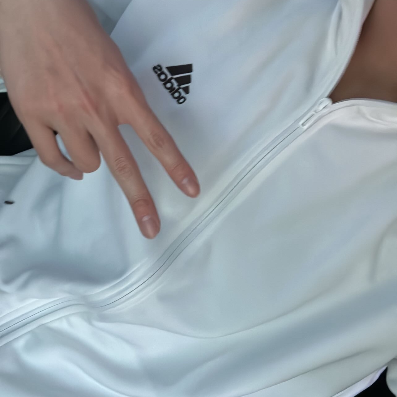 Adidas 3S Regular Fit Double Knit Track Top White - KR Sizing 착용 스타일