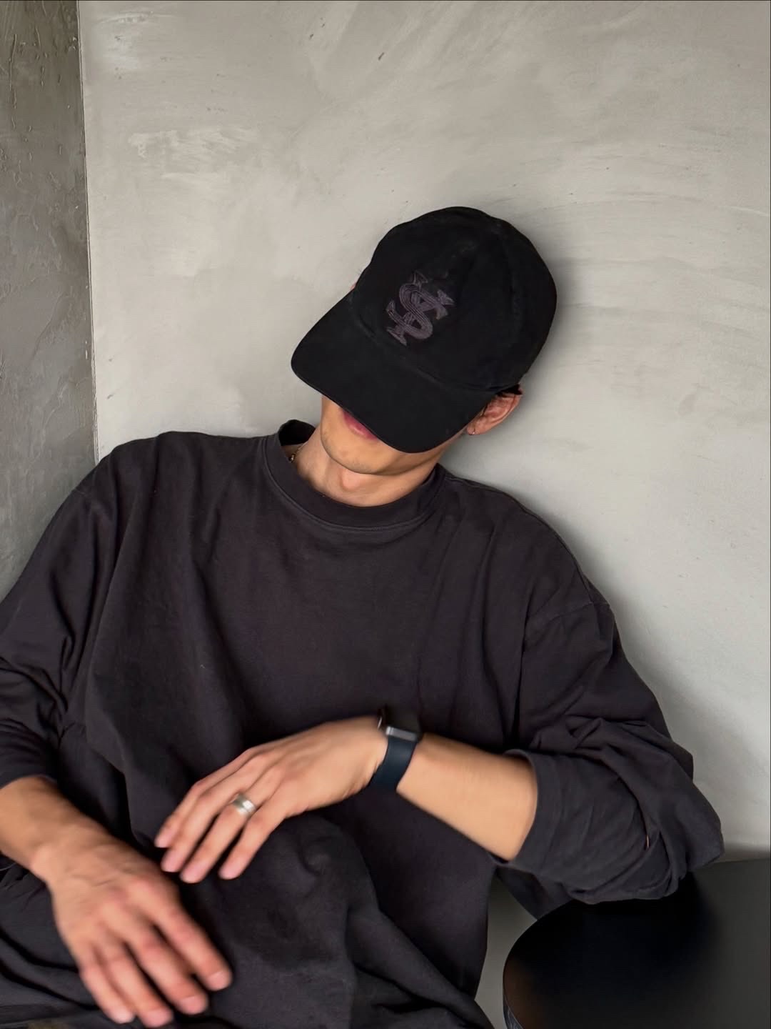 Sunday Ceremony Sy Logo 5 Panel Cotton Cap - Black 착용 스타일