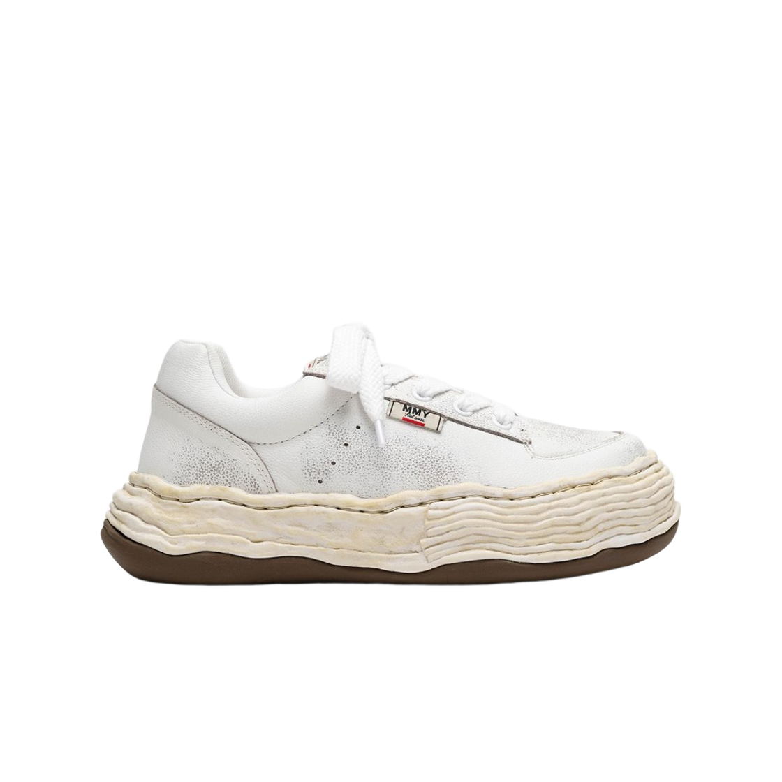 A16FW707-WHITE Maison Mihara Yasuhiro Oliver OG Sole Shrink Leather Low-Top Sneakers White