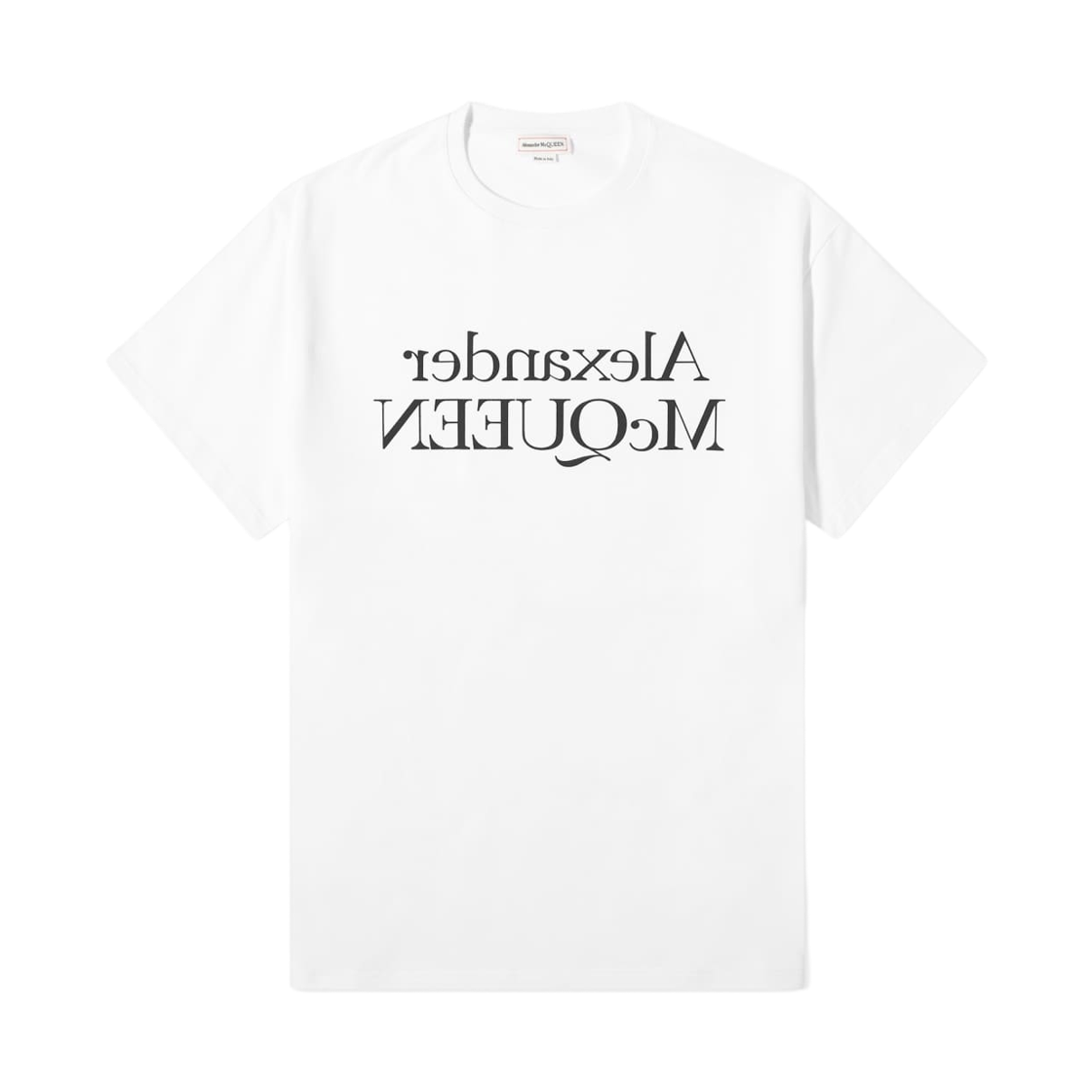 알렉산더 맥퀸 리플렉티드 포일 로고 티셔츠 화이트 블랙(Alexander McQueen Reflected Foil Logo T-Shirt White Black)