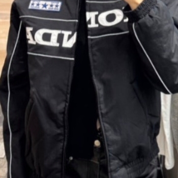 Honda Piping Motorcycle Blouson Jacket Black 착용 스타일