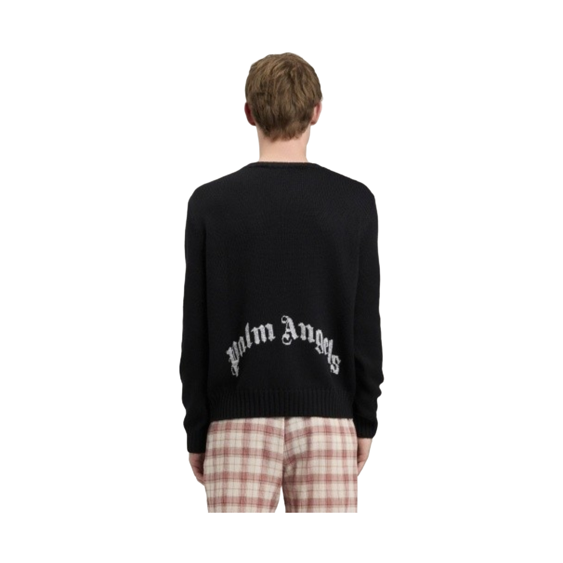 팜엔젤스 백 커브드 로고 스웨터 - 블랙 화이트(Palm Angels Back Curved Logo Sweater - Black Off White) - 3