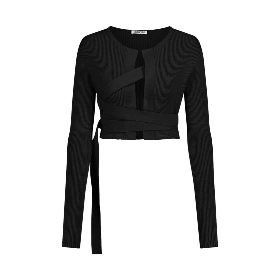 쥬키프 코튼믹스 본디지 가디건 블랙(Juukiff Bondage Short Cardigan In Mixed Cotton Black)