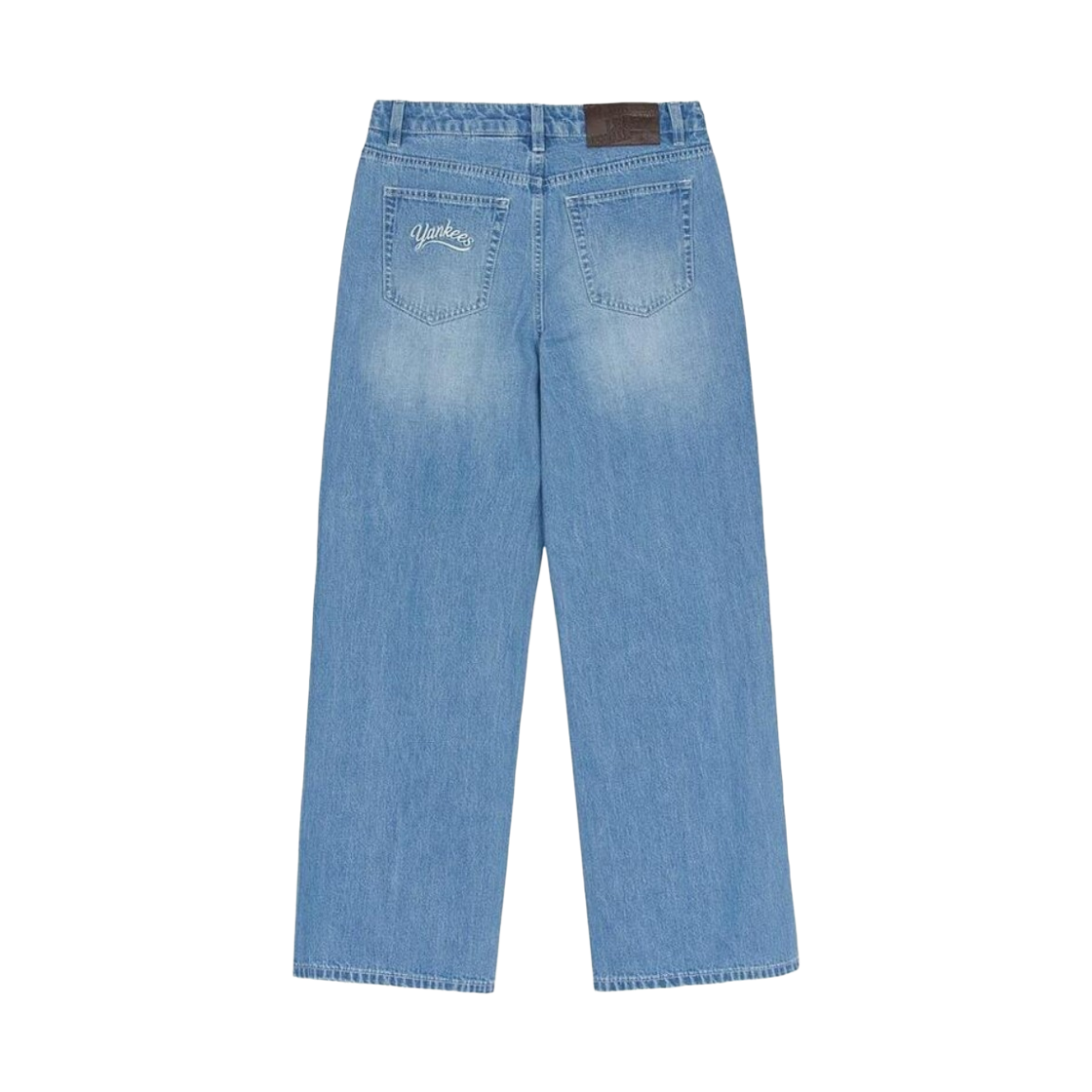(W) MLB 바시티 로고 와이드 데님 팬츠 블루((W) MLB Varsity Logo Wide Denim Pants Blue) - 2