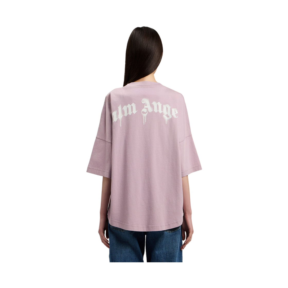 팜엔젤스 드리핑 커브드 로고 오버 티셔츠 - 라일락 화이트(Palm Angels Dripping Curved Logo Over Tee - Lilac Off White) - 4