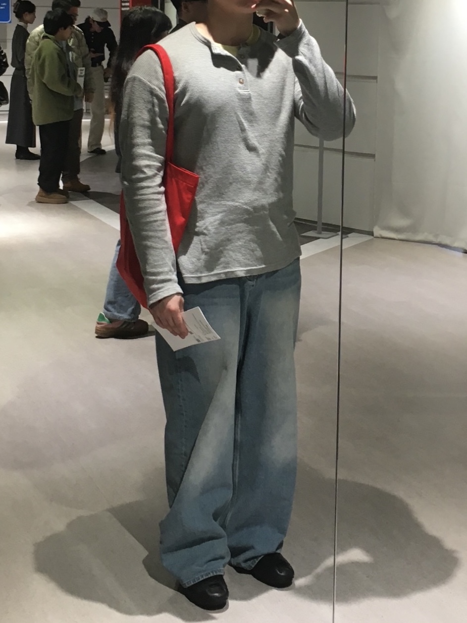 noun Wide Denim Pants Mid Blue 착용 스타일 - 3