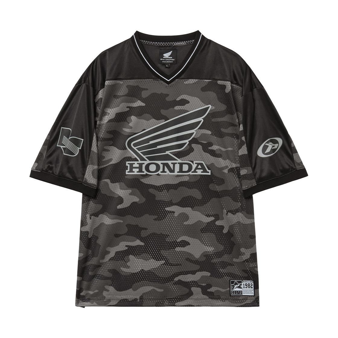 혼다 오리지널 윙 로고 카모 메쉬 티셔츠 블랙(Honda Original Wing Logo Camo Mesh T-Shirt Black)