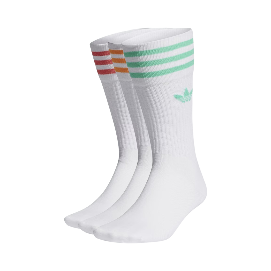 HC9562 Adidas Solid Crew Socks White Orange Rush (3 Pack)