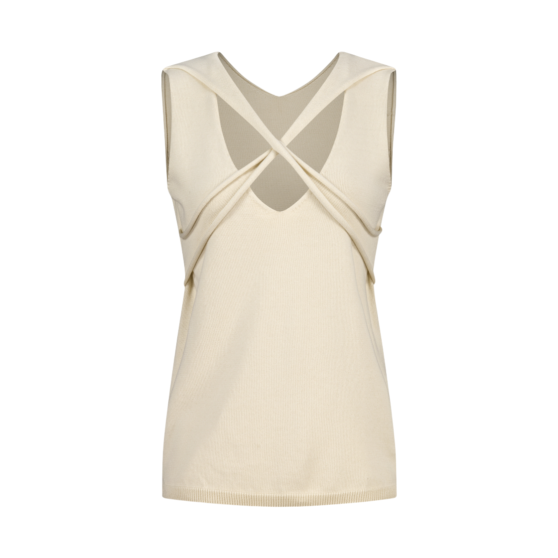 26SSMATO06 Juukiff X-Layered V-Neck Top In Cotton Ecru