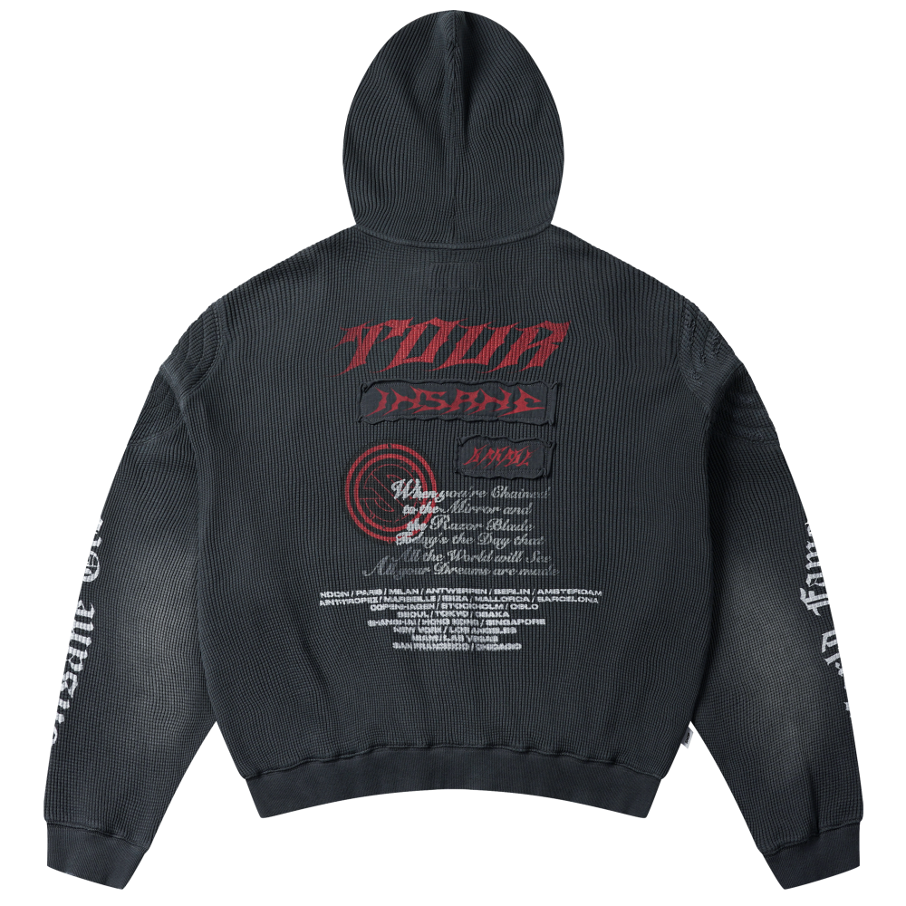 인세인개러지 투어 패디드 와플 후디 - 차콜(INSANE GARAGE Tour Padded Waffle Hoodie_Charcoal) - 2