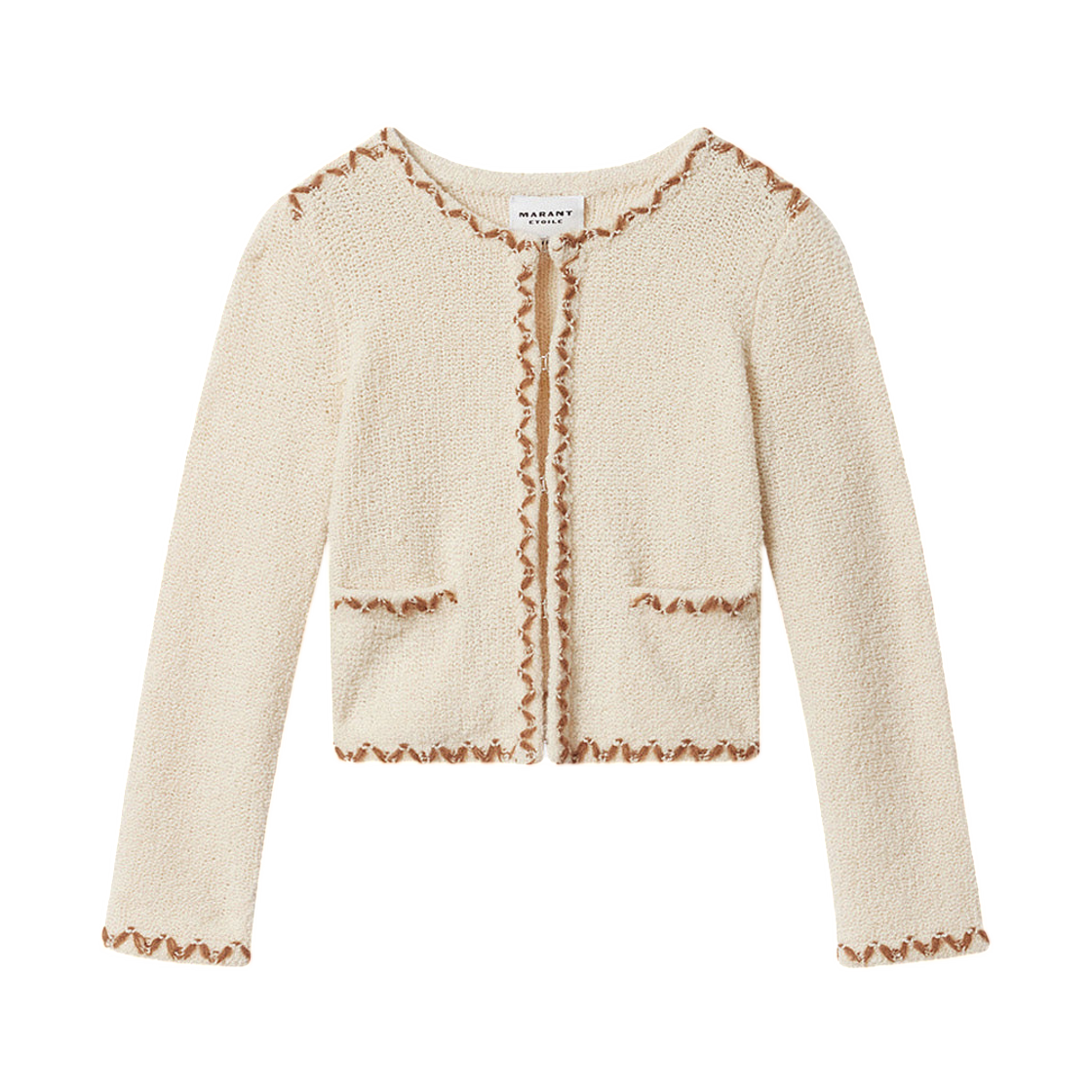 CA0154FA-D1L06E-ECBZ (W) Isabel Marant Rochelle Merinos Wool Tweed Cardigan Ecru Bronze - 26SS