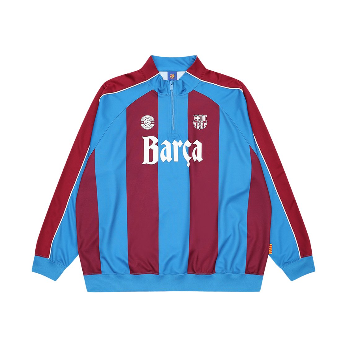 FC 바르셀로나 스트라이프 스포티 하프넥 집업 블루(FC BARCELONA Stripe Sporty Half-Zip Blue)