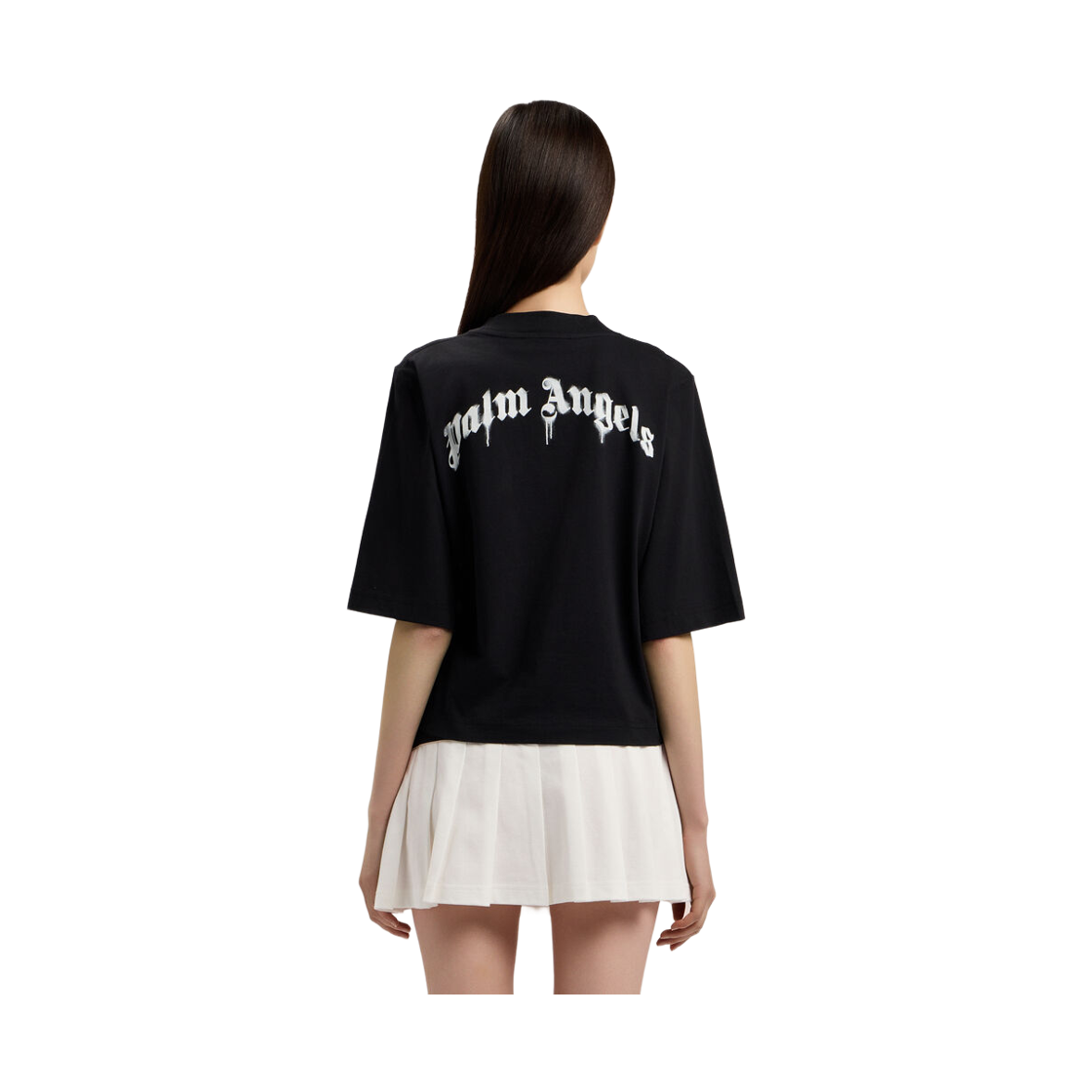 팜엔젤스 미니 커브드 로고 박시 티셔츠 - 블랙 화이트(Palm Angels Mini Curved Logo Boxy Tee - Black Off White) - 4