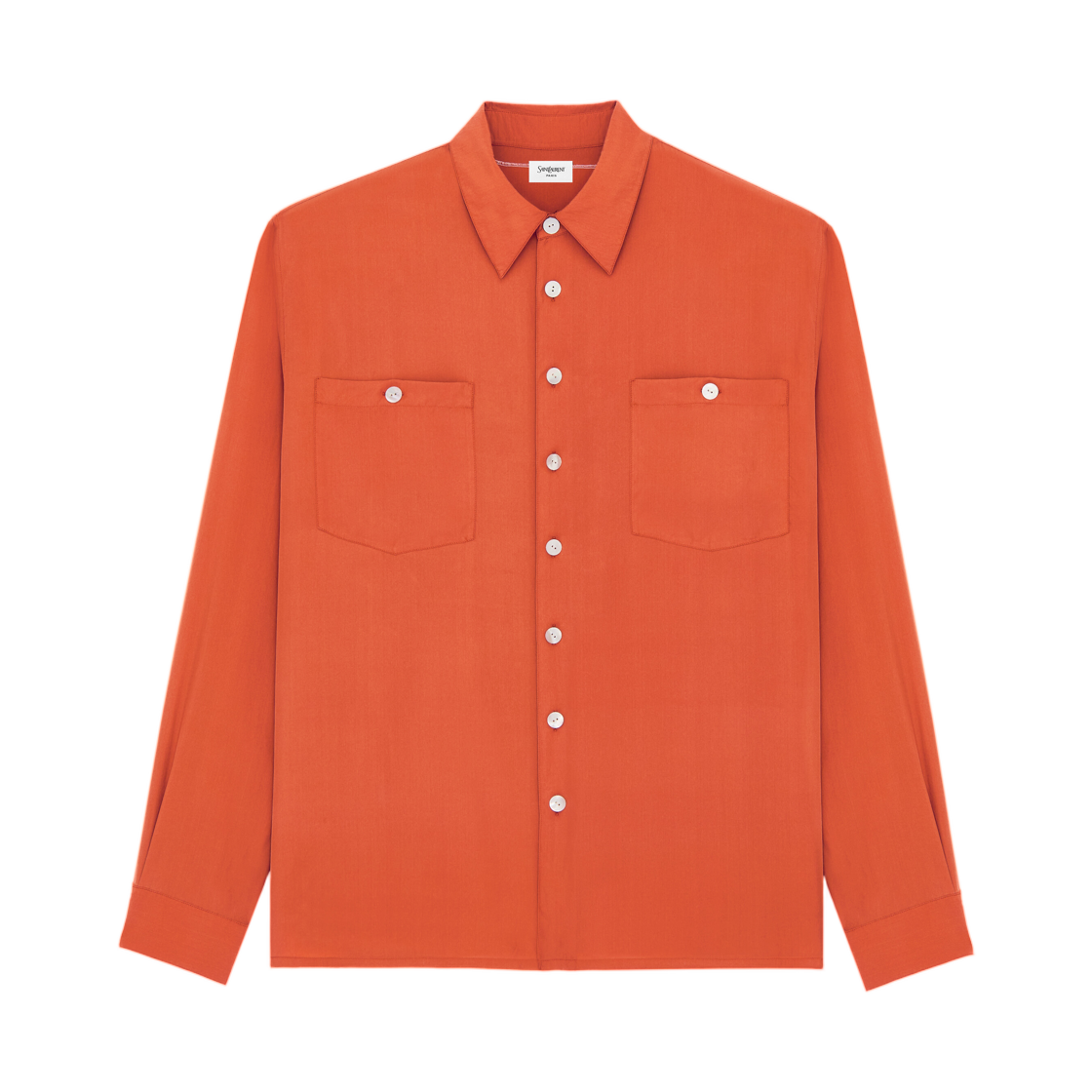 854240-Y6J78-6550 Saint Laurent Shirt in Silk Habotai Burnt Orange