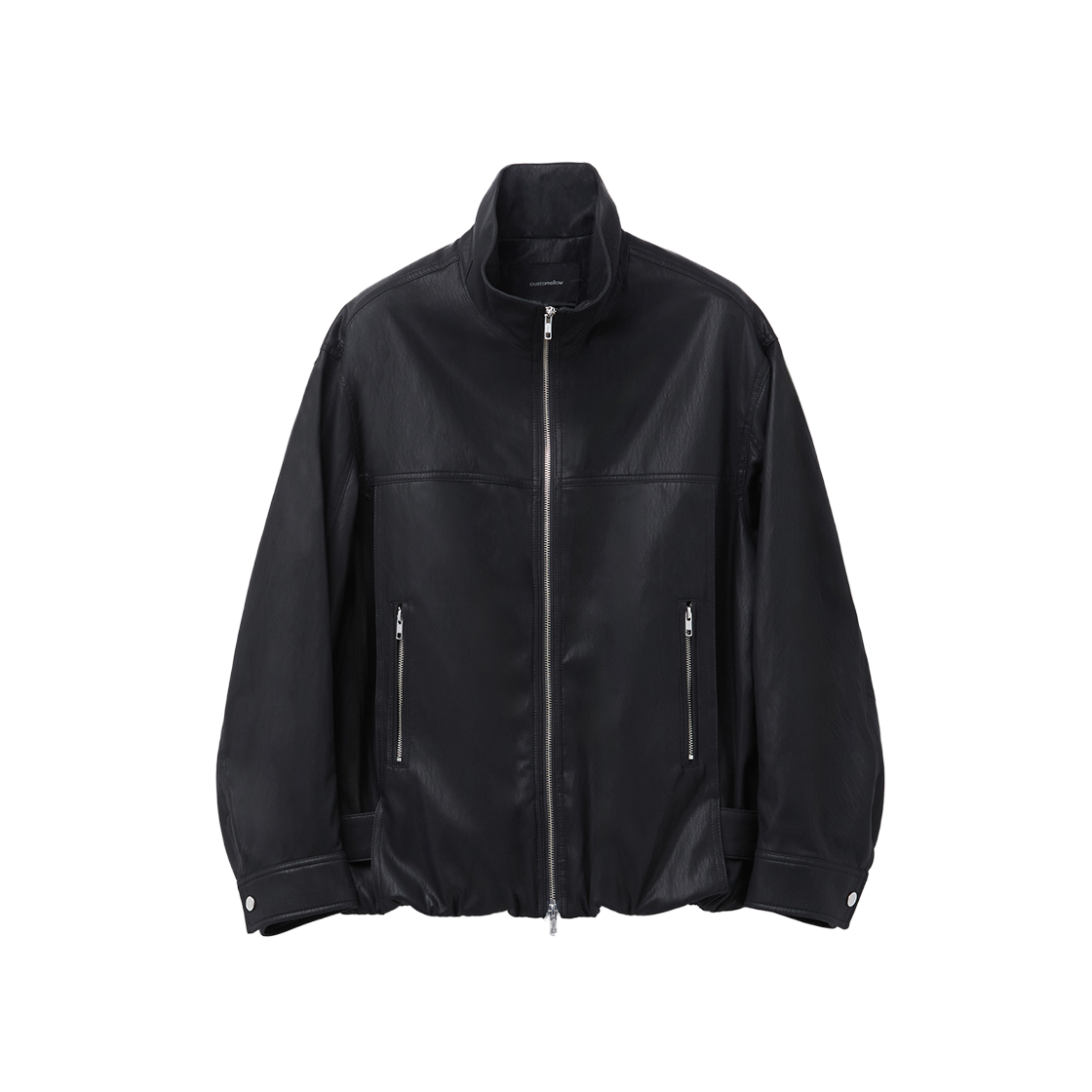 커스텀멜로우 페이크 레더 하이넥 자켓 블랙(Customellow Faux Leather Highneck Jacket Black)