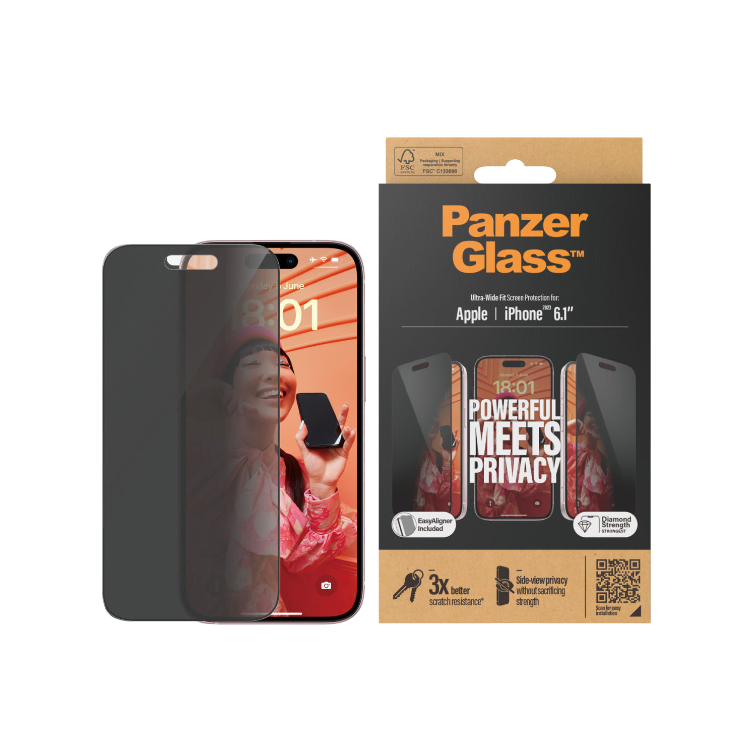 판저글래스 프라이버시 강화유리 아이폰 15 시리즈(PANZERGLASS Privacy Tempered Glass for iPhone 15 Series) - 4