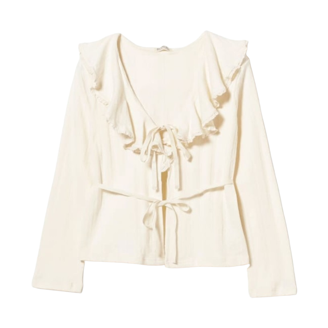 13-14-0587-101 (W) Beams Boy Lotus Leaf Edge Cardigan Ivory