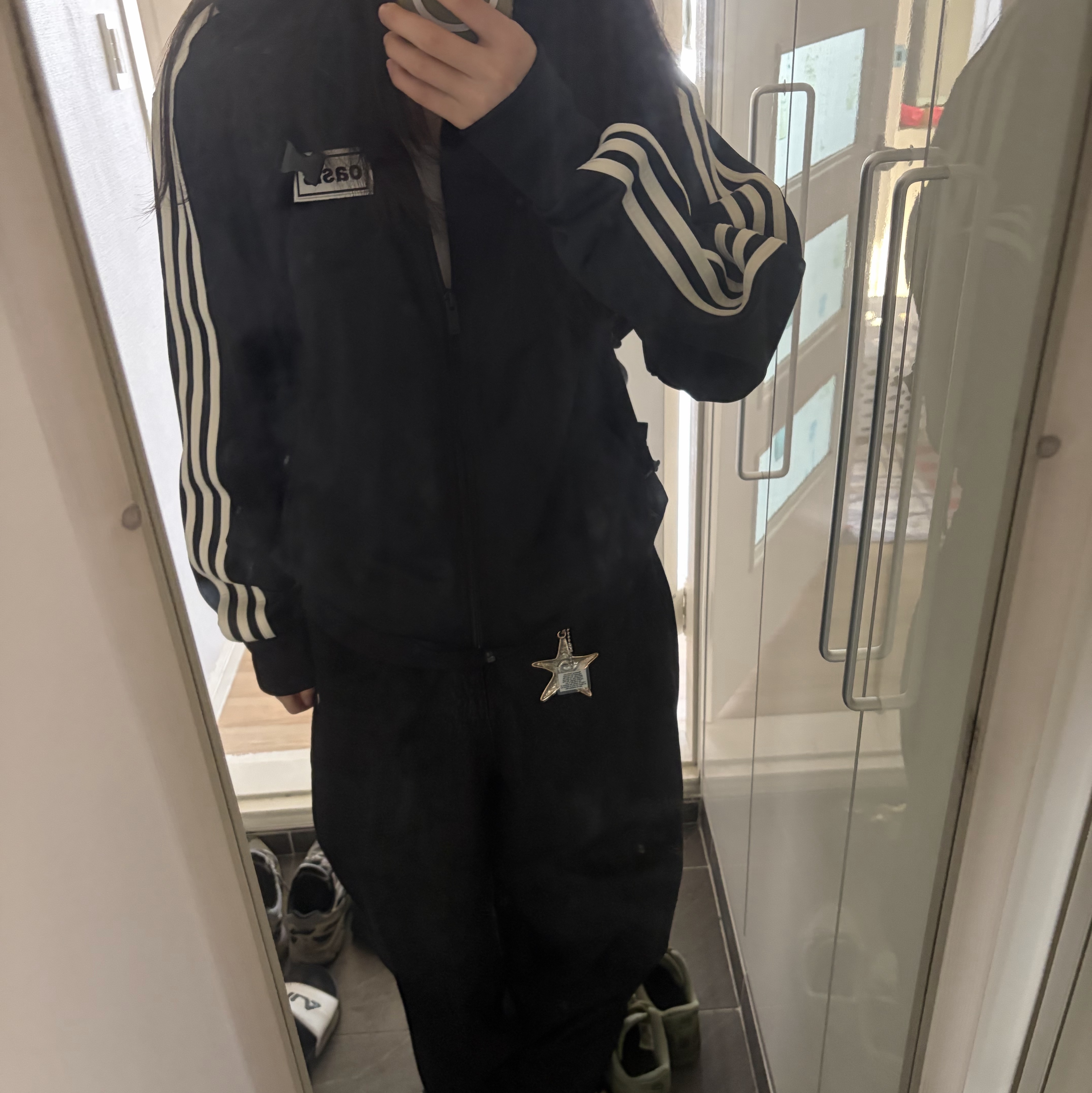 Adidas x Oasis Tour Firebird Track Top Black - KR Sizing 착용 스타일