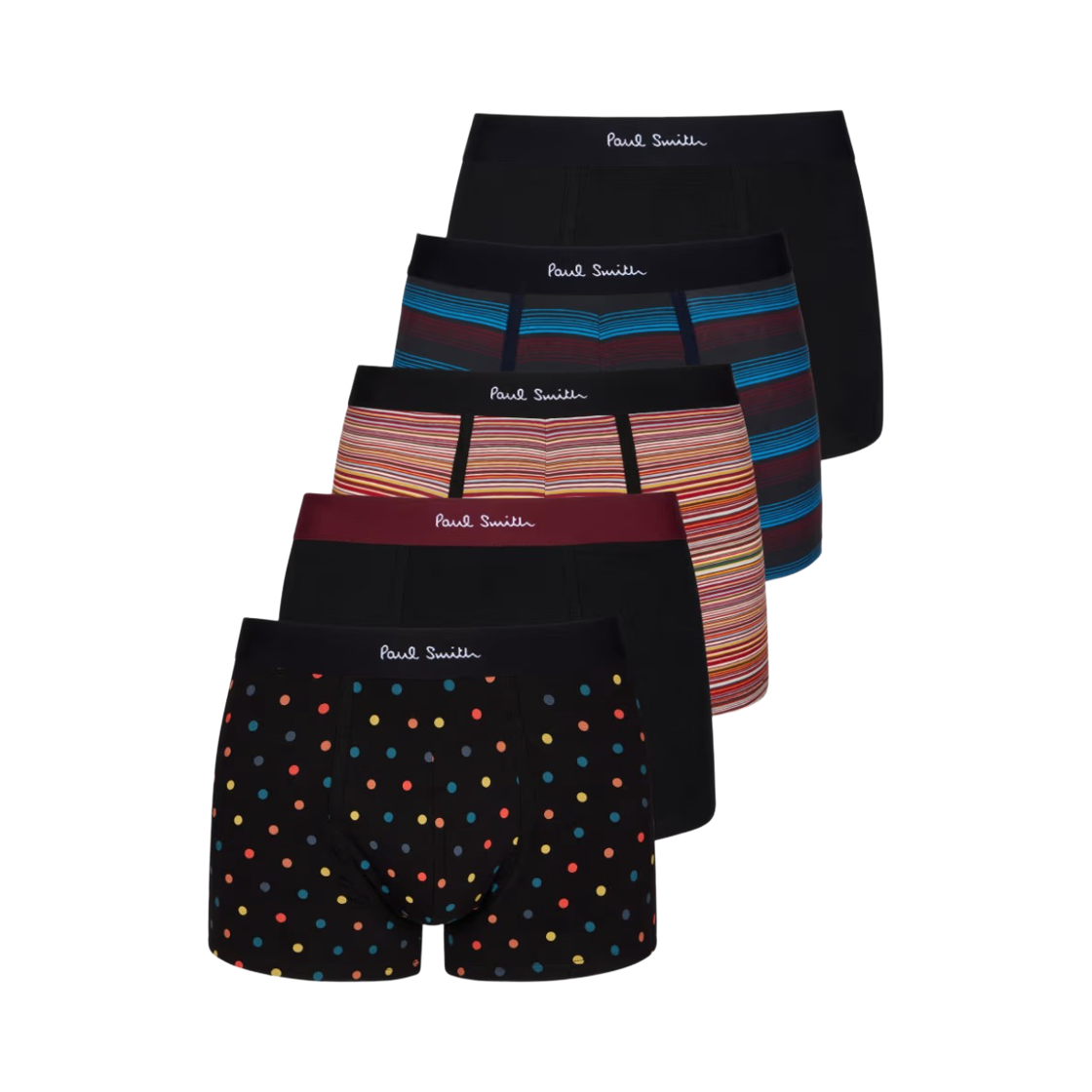 폴 스미스 스팟 스트라이프 믹스 복서 브리프 멀티 컬러 (5개입)(Paul Smith Spot and Stripe Mix Boxer Briefs Multi Color (5 Pack))