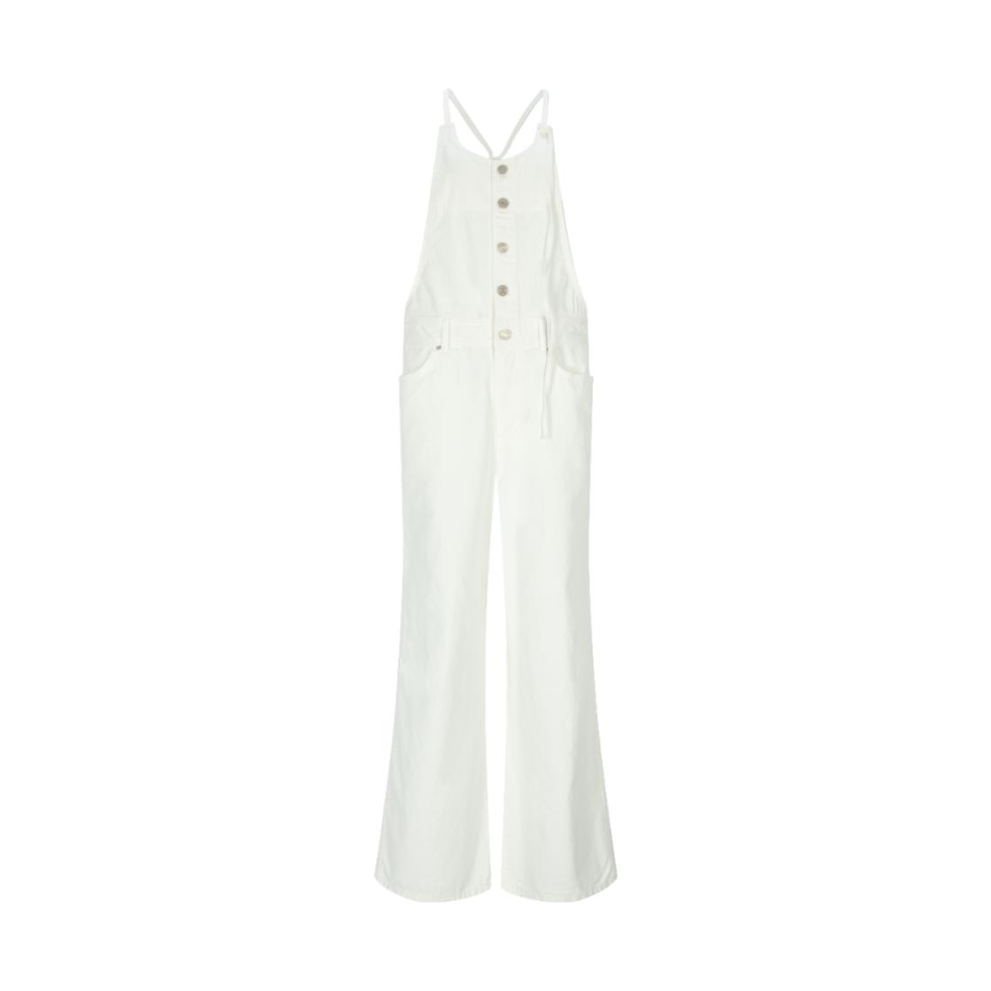 인스아울 화이트 버튼 오버롤 아이보리(Inseowl White Button Overall Ivory)