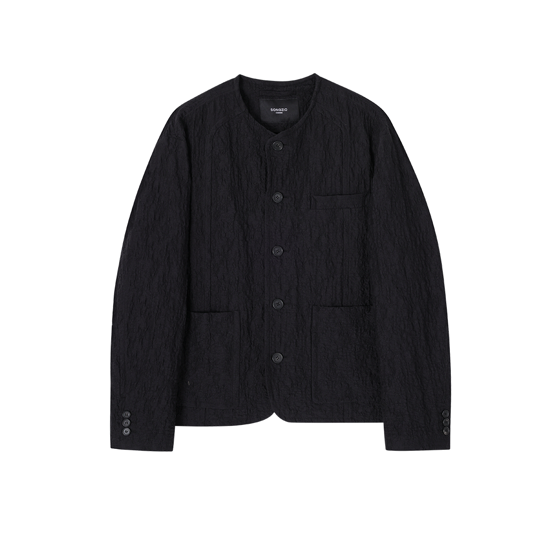 송지오 옴므 크리스 라운드넥 코쿤 자켓 블랙(SONGZIO HOMME Crease Round Neck Cocoon Jacket Black) - 1