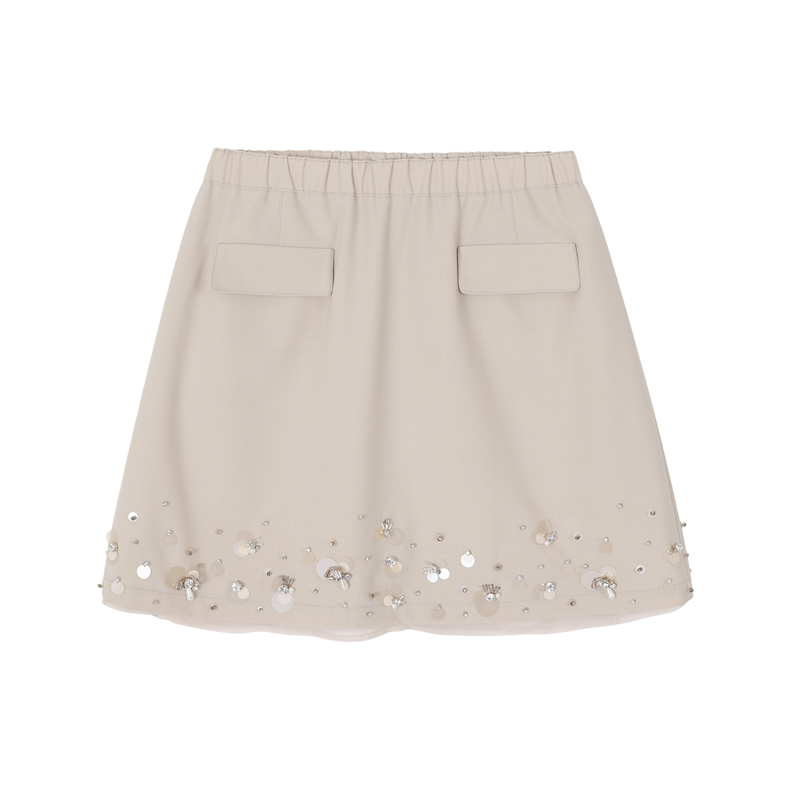(W) 송지오 쥬얼 비딩 사틴 스커트 라이트 베이지((W) SONGZIO Jewel Beading Sating Skirt Light Beige) - 1